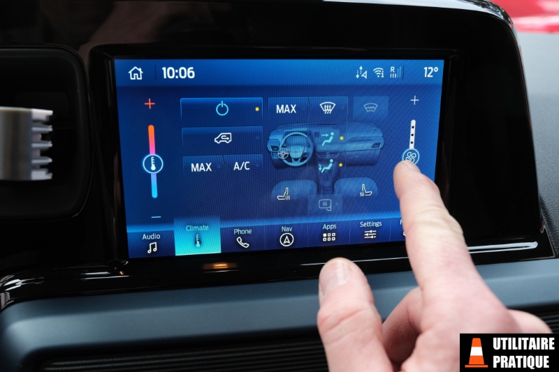interface tactile pour la commande de la climatisation